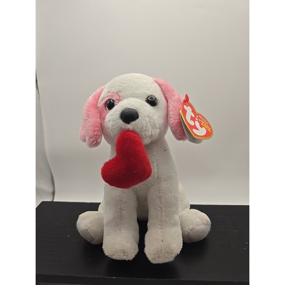Ty Beanie Babies 6" ~ Valentine Dog ~ AMORE ~ MWMT ~ RARE RETIRED ~ DOB1/1/2011